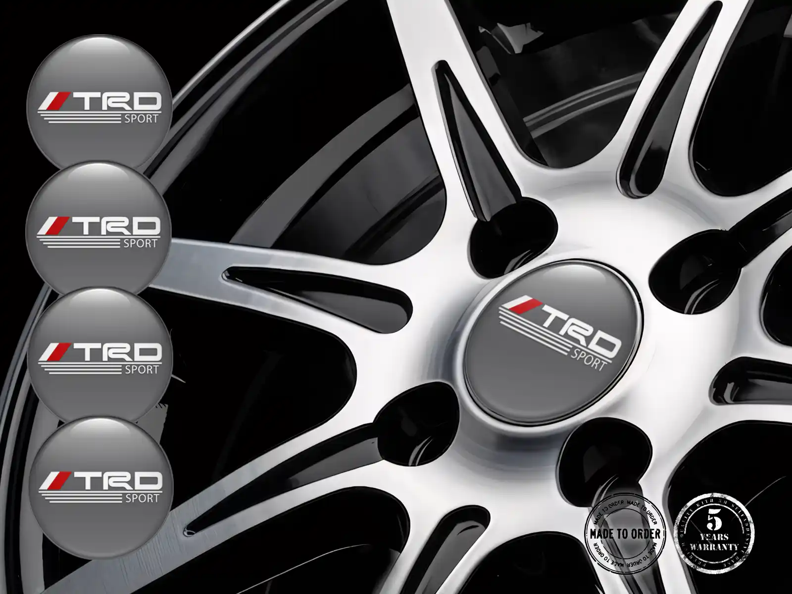 Toyota TRD Pegatinas Resina Bombadas Logos de Rueda Elegante